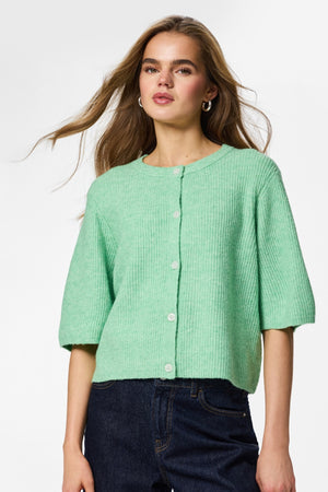 Silly O-Neck Knit Cardigan - Sprucestone Melange