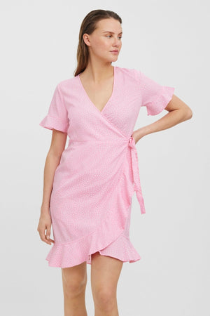Robe enveloppante au henné 2/4 - prisme rose