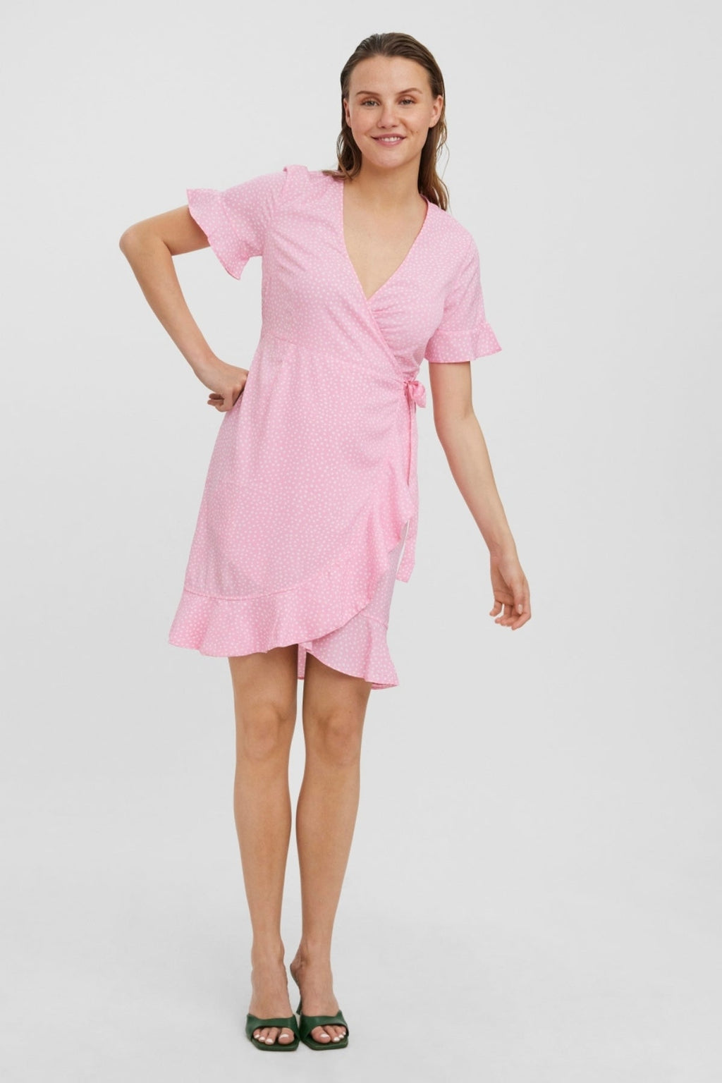 Robe enveloppante au henné 2/4 - prisme rose