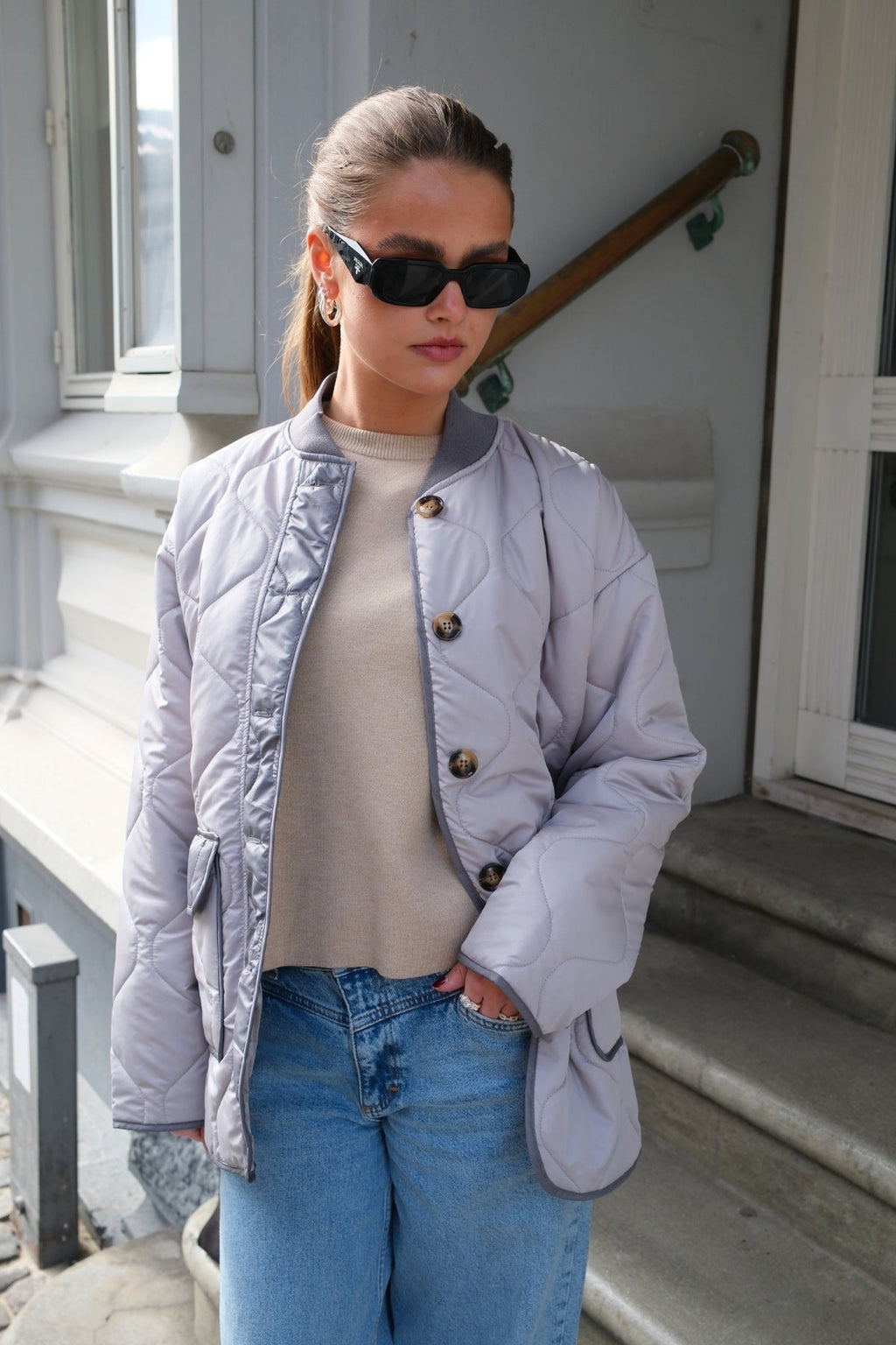 Veste en bloc matelassé - Gris