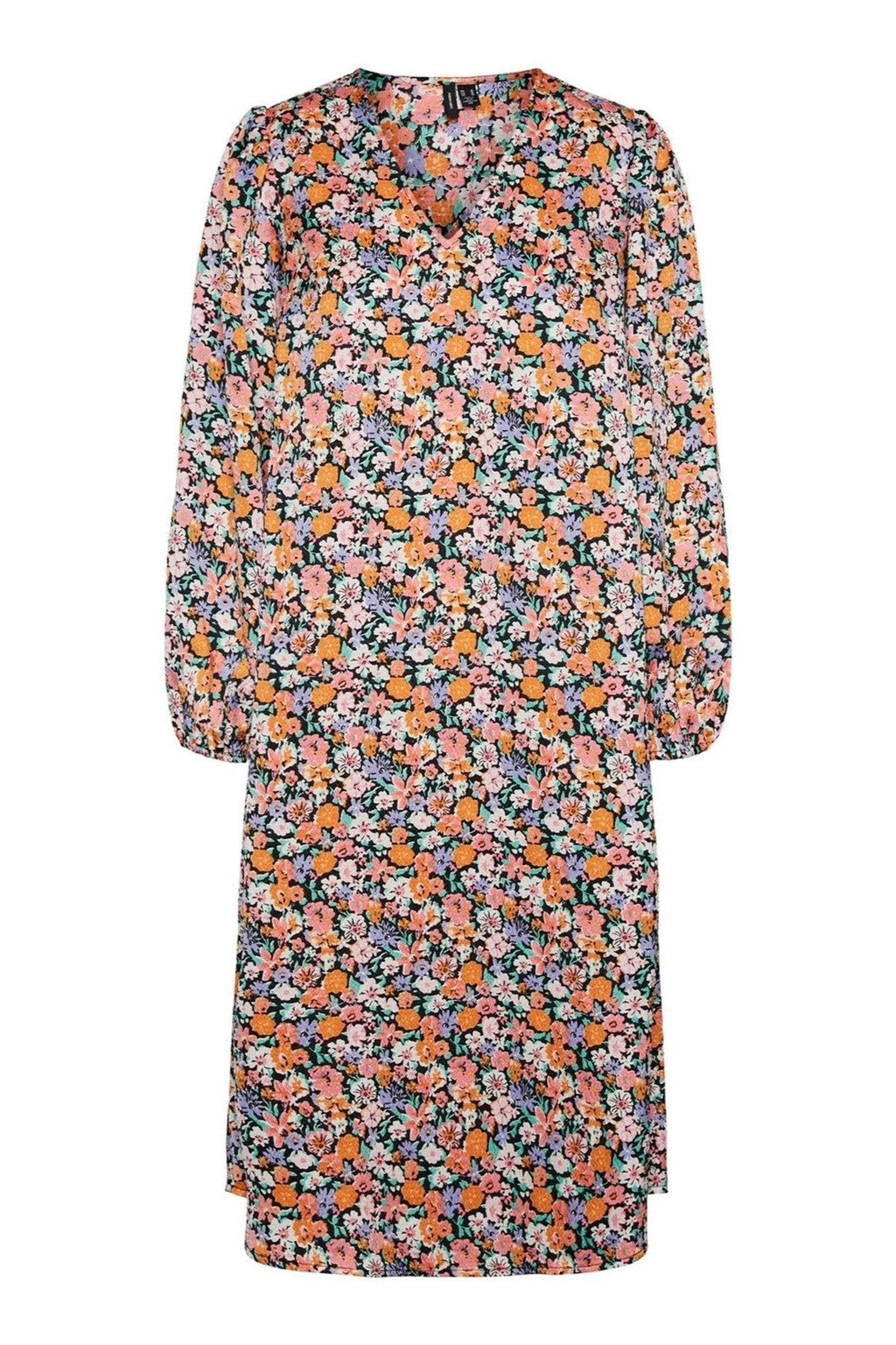 Robe midi florale Allys - noir