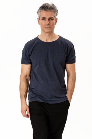 Deep Neck T-shirt - Mottled Blue