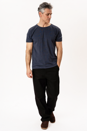 Deep Neck T-shirt - Mottled Blue