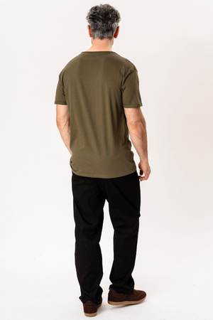 Deep Neck T-shirt - Olive Green