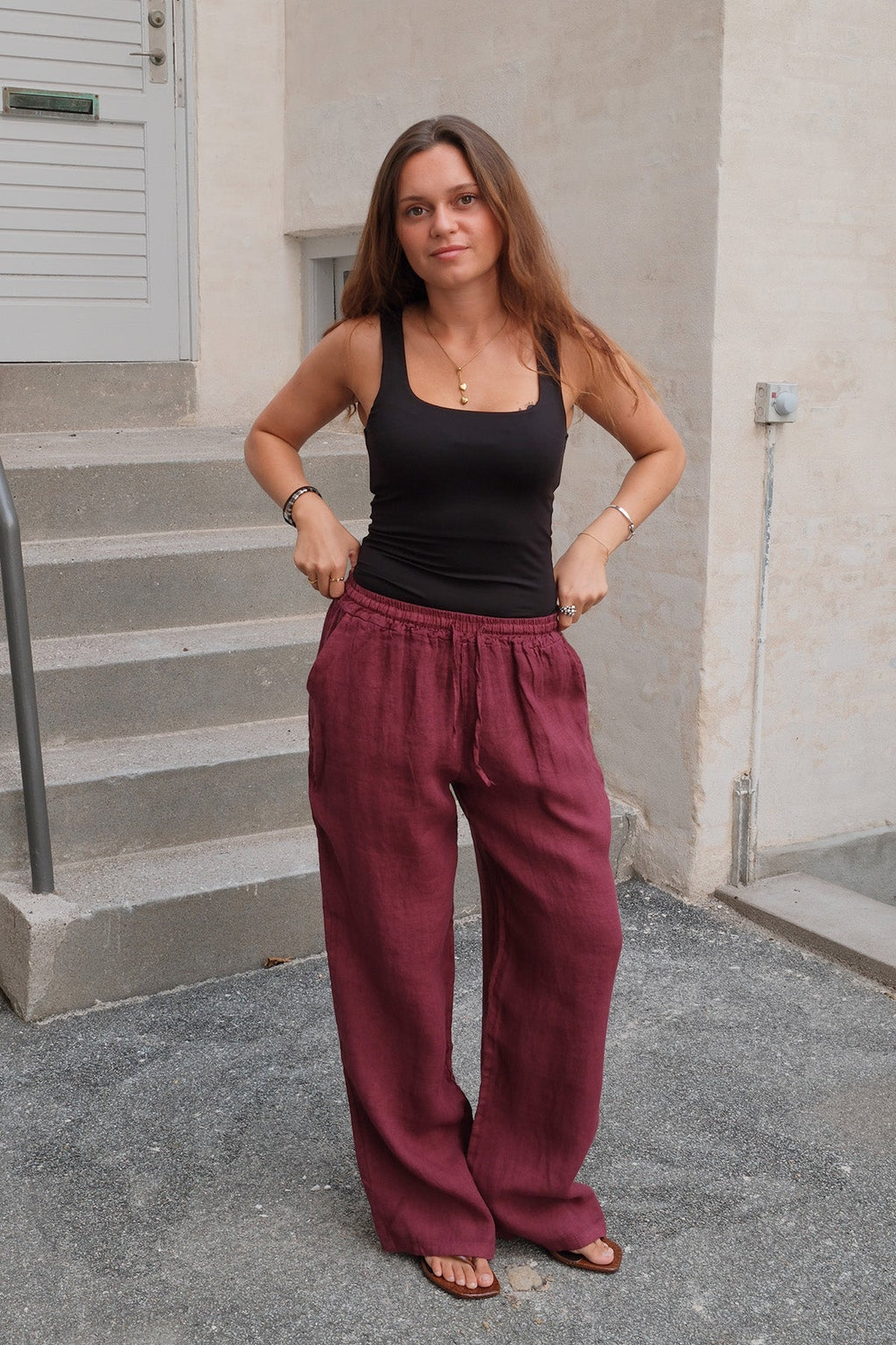Astrid Linen Pants - Red