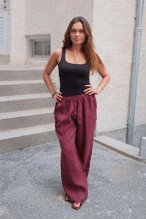 Astrid Linen Pants - Red