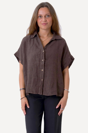 Astrid Linen Shirt - Brown