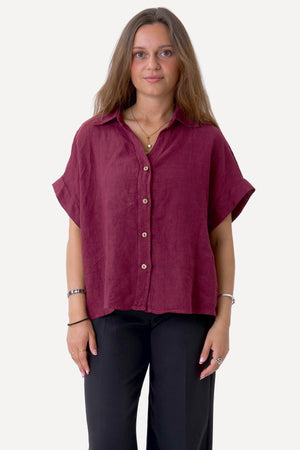 Astrid Linen Shirt - Red