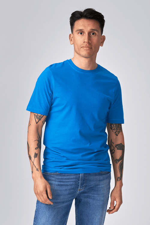 T-shirt de base organique - Bleu turquoise