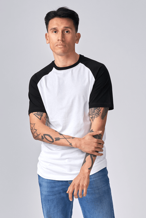 T-shirt Raglan de base - noir et blanc