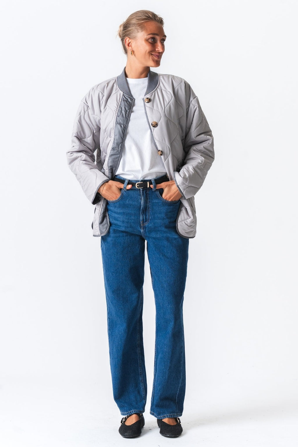 Veste en bloc matelassé - Gris