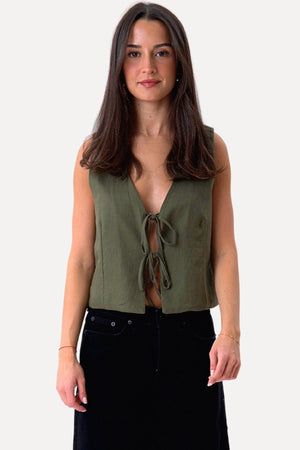 Gilet en lin - vert