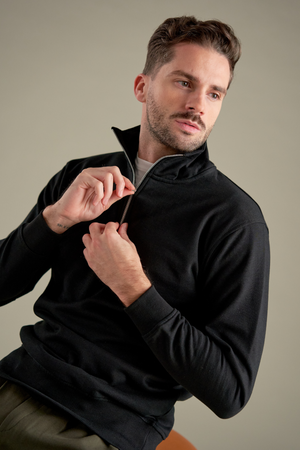 Sweat-shirt à moitié zip - noir
