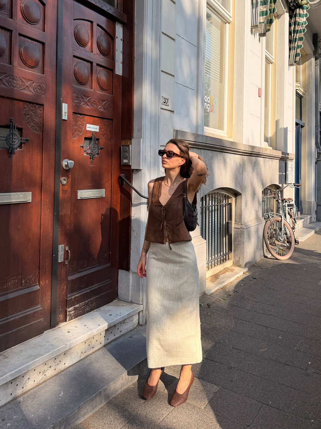Gilet en lin - marron