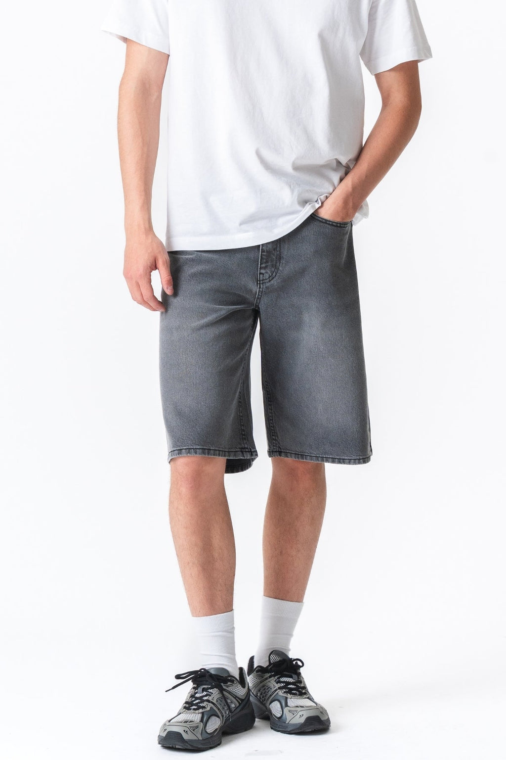 Denim Shorts Lâche - gris