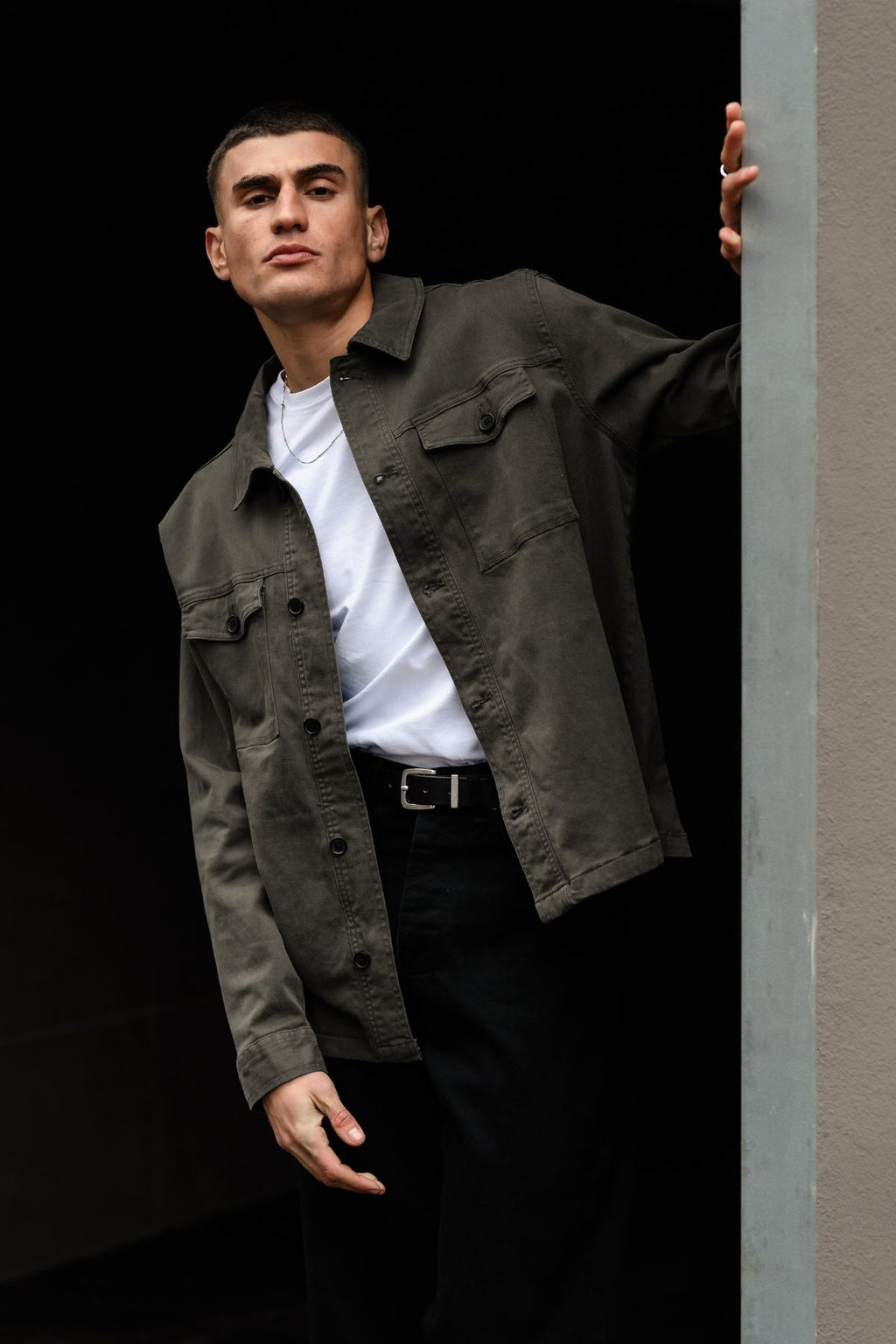 Twill Overshirt - Olive sombre