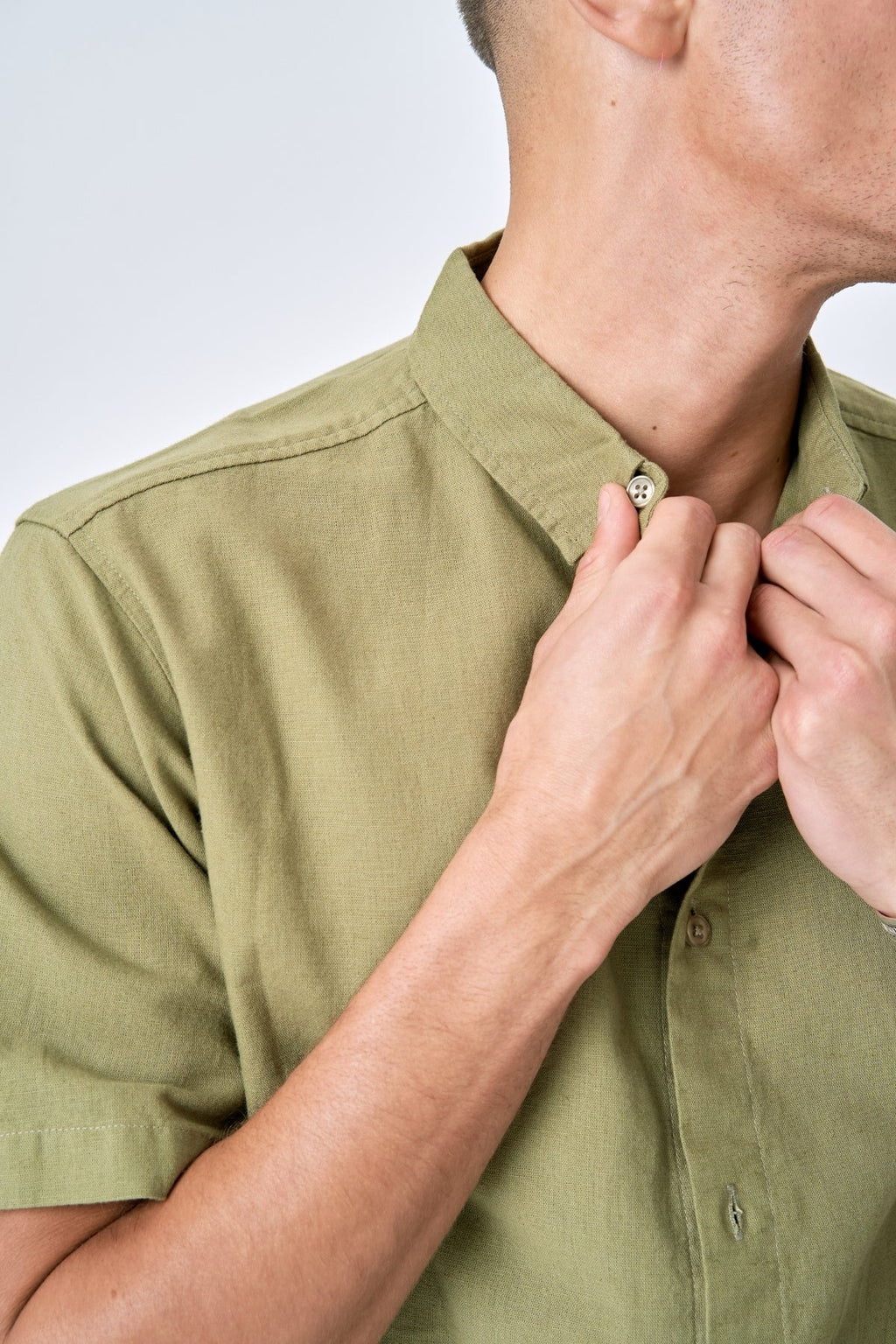 Chemise en lin à manches courtes - Vert