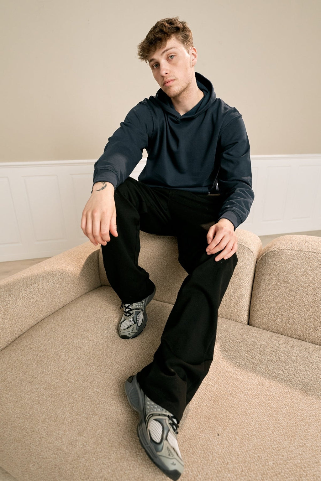 Hoodie Without Drawstring - Navy