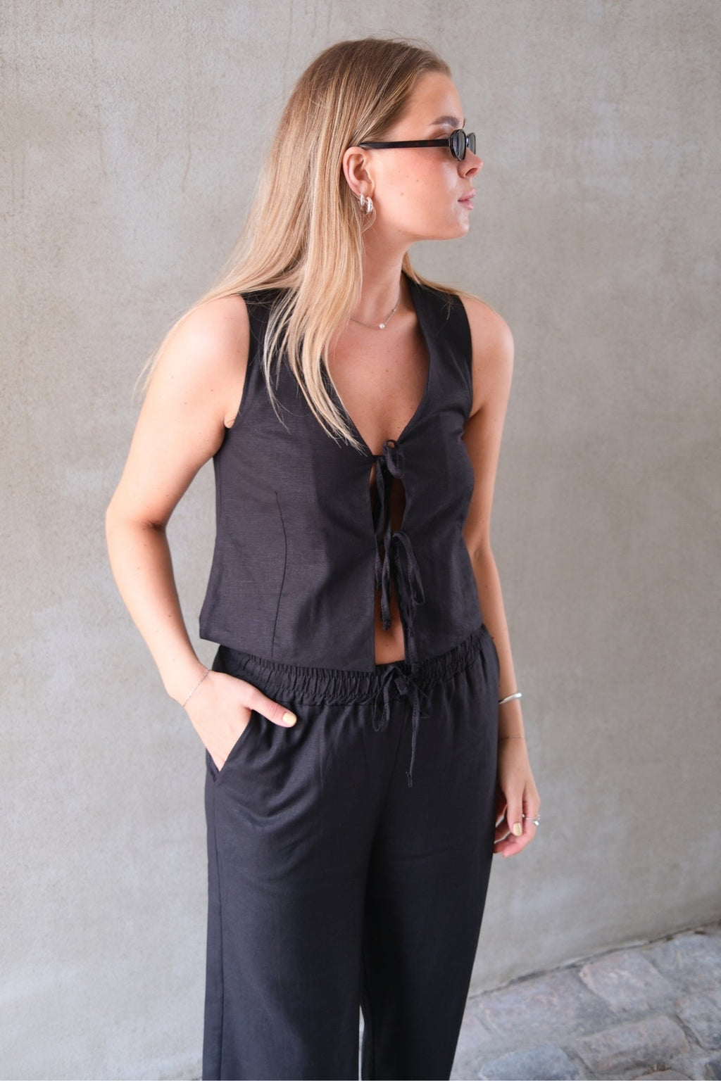 Gilet en lin - noir