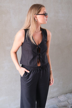 Gilet en lin - noir
