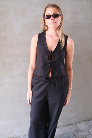 Gilet en lin - noir