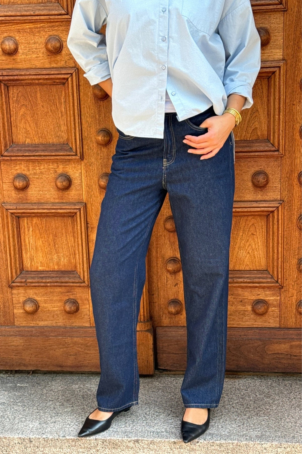 Le jean large de performance original - denim bleu foncé