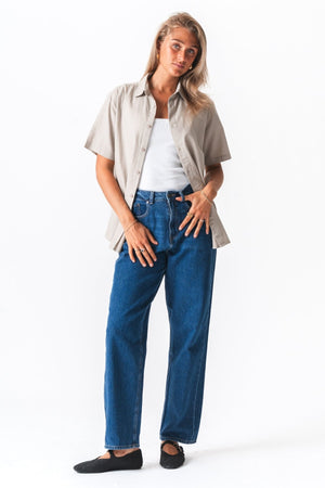 Chemise en lin à manches courtes - sable