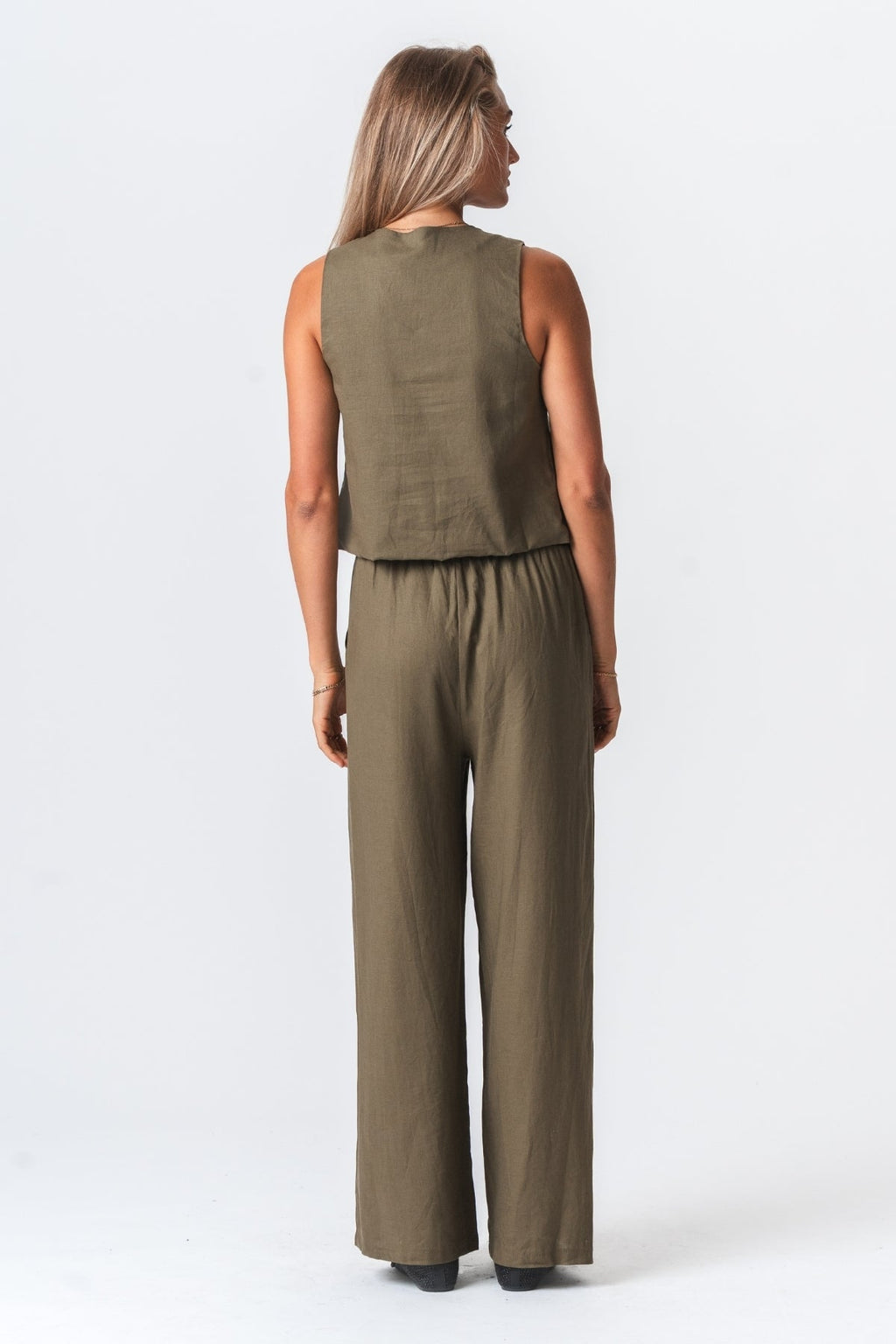 Linen Vest - Green