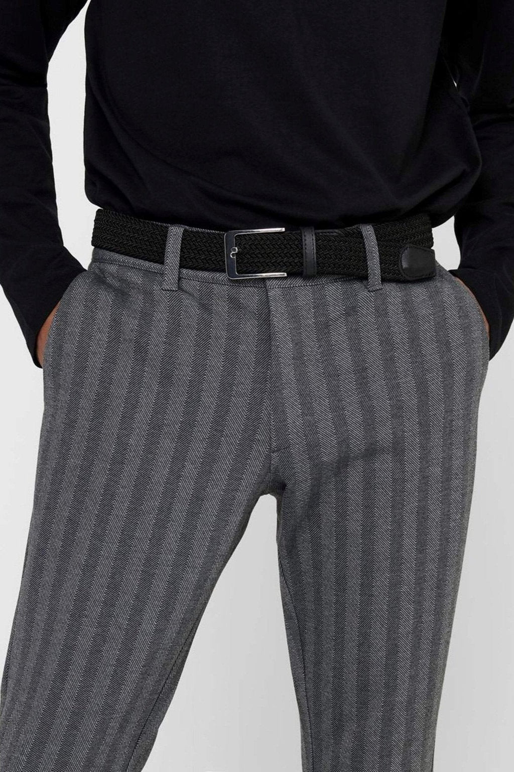 Mark Pants Stripy - Gris clair