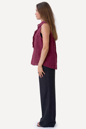 Mio Linen Top - Red