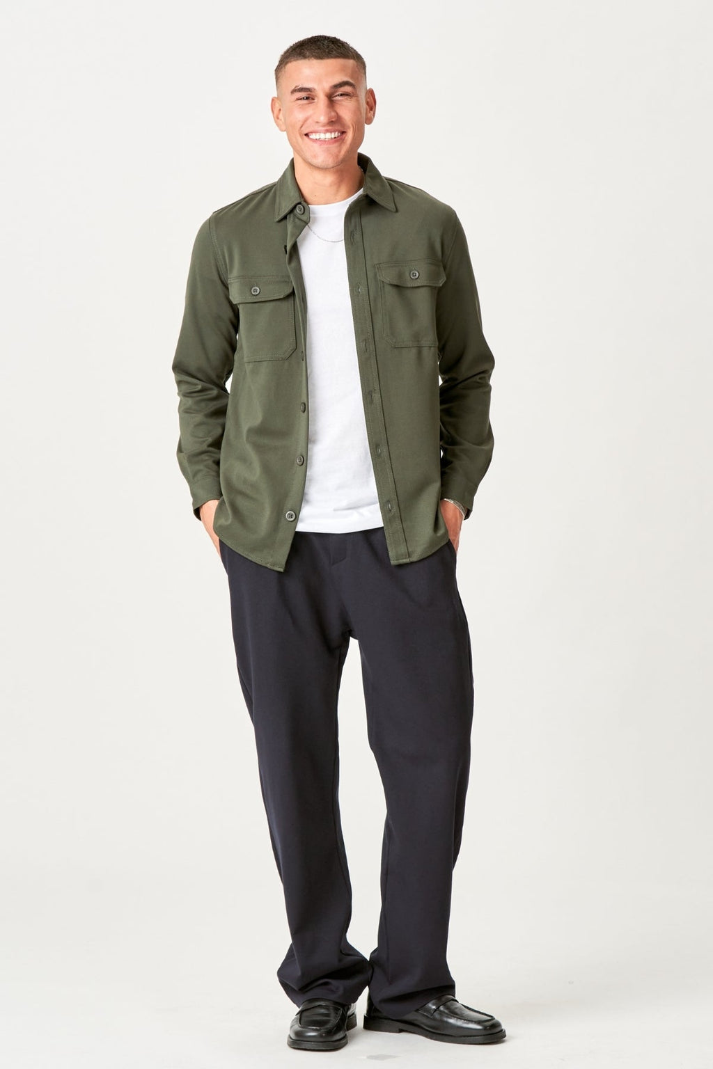 Performance Regular Overshirt - Olive sombre