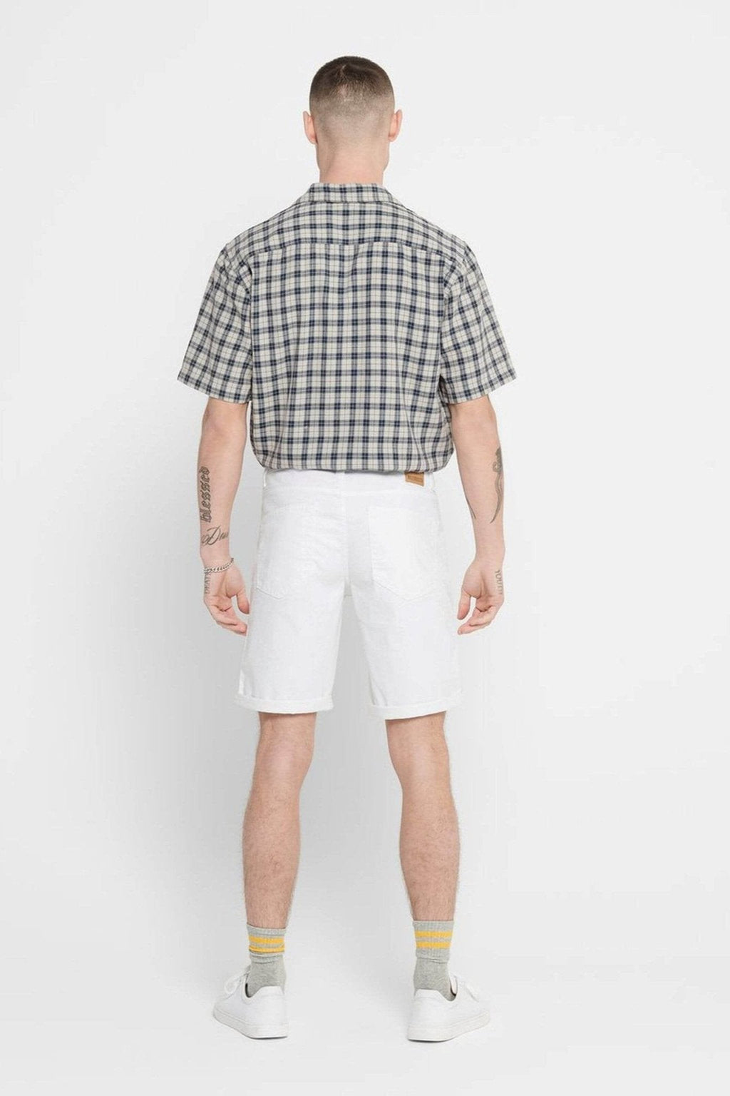 Shorts extensibles à pli - blanc