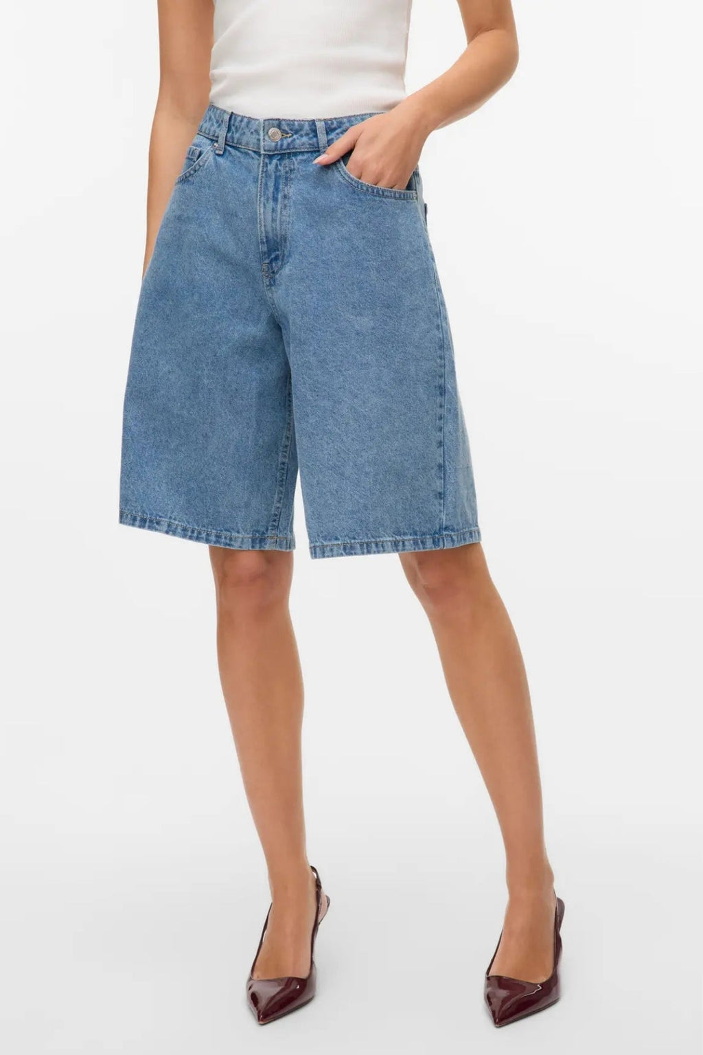 Kath long denim Shorts - Denim bleu clair