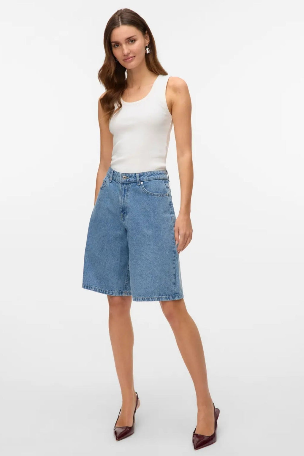 Kath long denim Shorts - Denim bleu clair