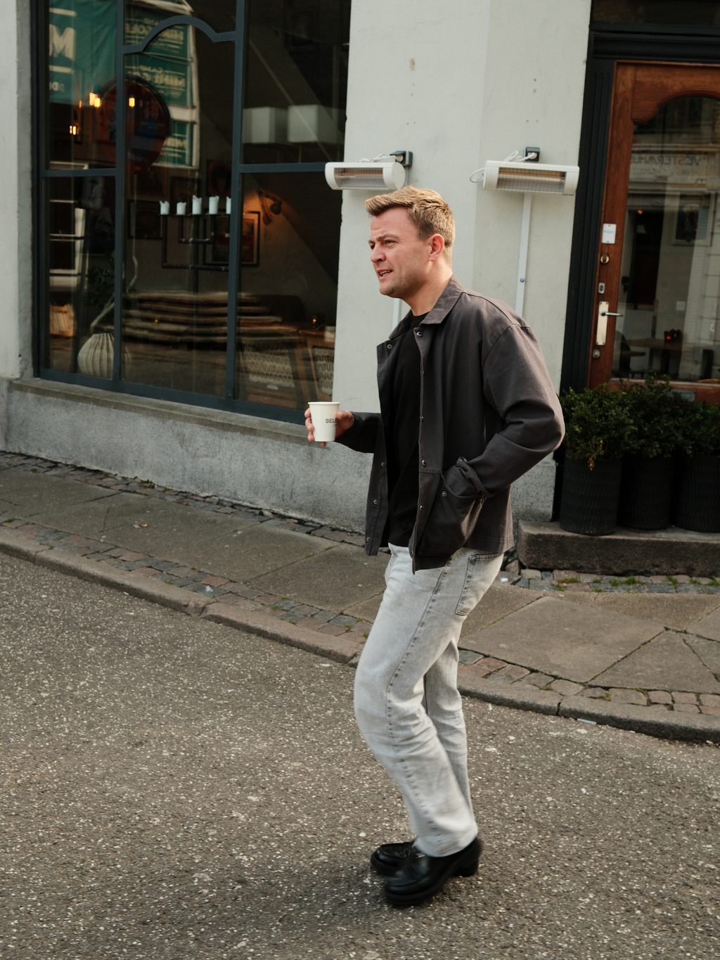 Jeans en ajustement détendu - denim gris