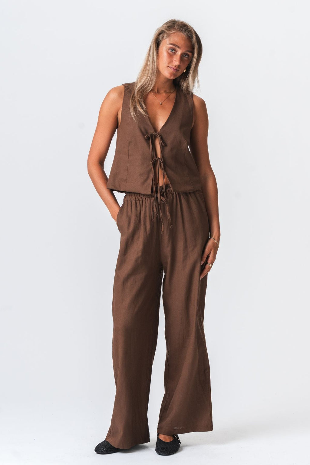 Linen Pants - Brown