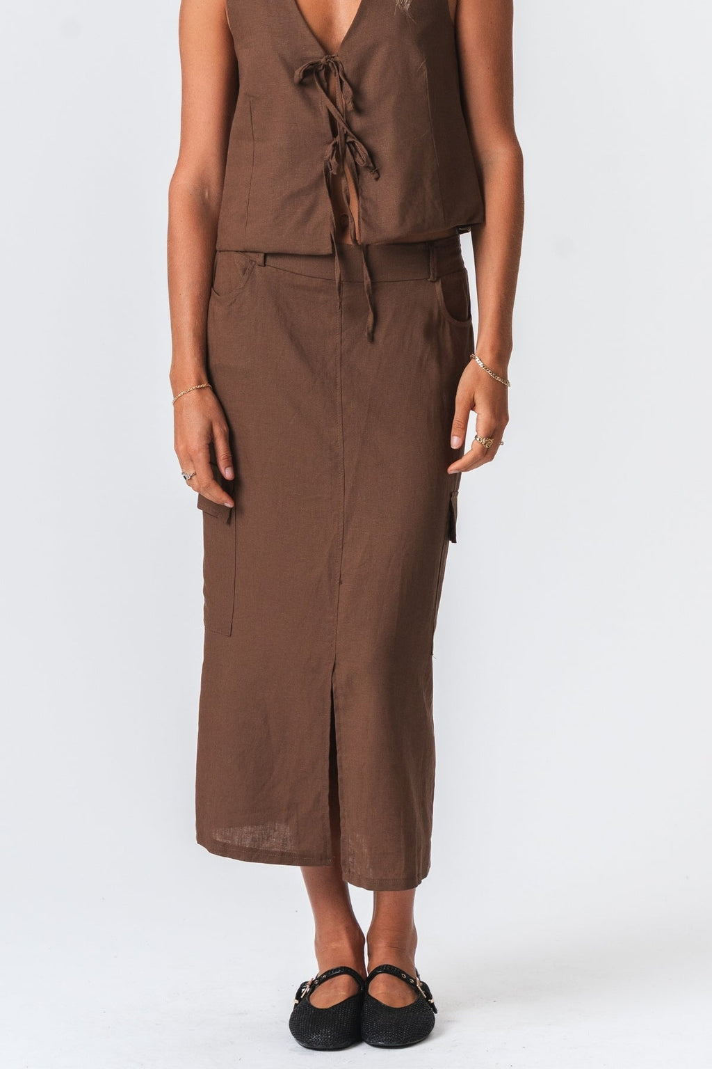 Linen Skirt - Brown