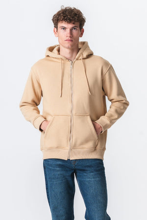 Sweat à capuche à zip détendu - Beige