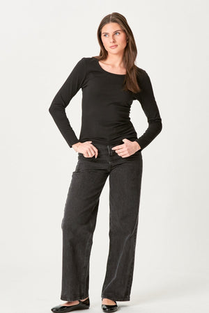 T-shirt basique à manches longues - noir
