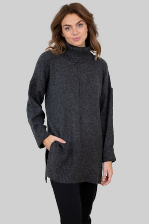 Tatiana Roll Neck Pullover - Gris foncé