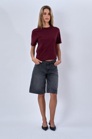 Boyfriend Tee - Burgundy Red