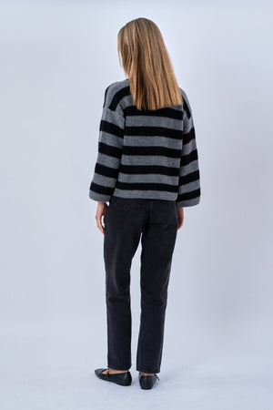 Josie Polo Knit - Grey/Black