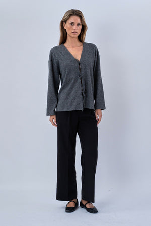 Ivy Tie Blouse Tricot - Gris