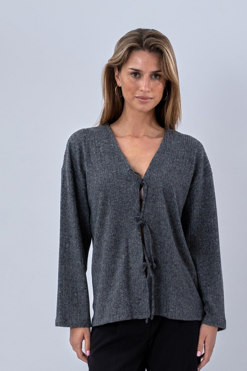 Ivy Tie Blouse Tricot - Gris