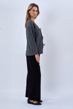 Ivy Tie Blouse Tricot - Gris