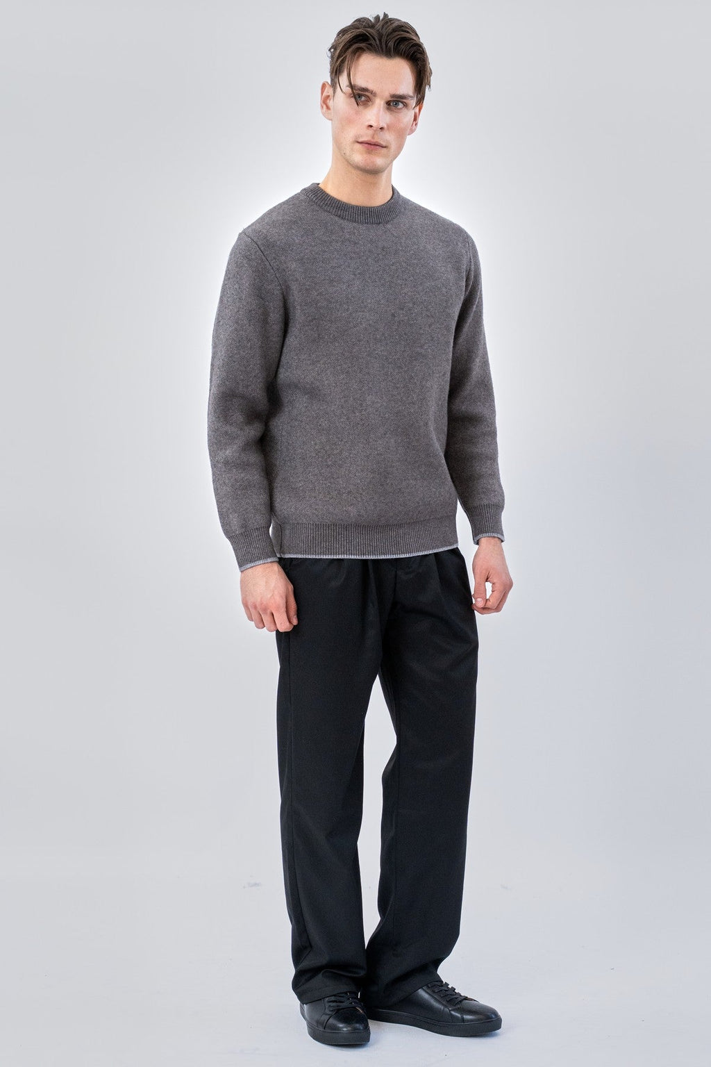 Pull à col rond - Gris
