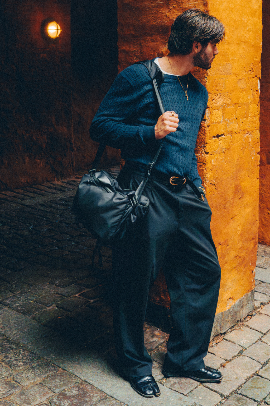 Pull en maille torsadée - Marine