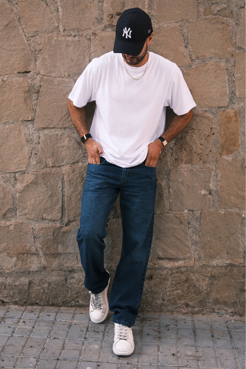 Jeans en ajustement détendu - denim bleu foncé