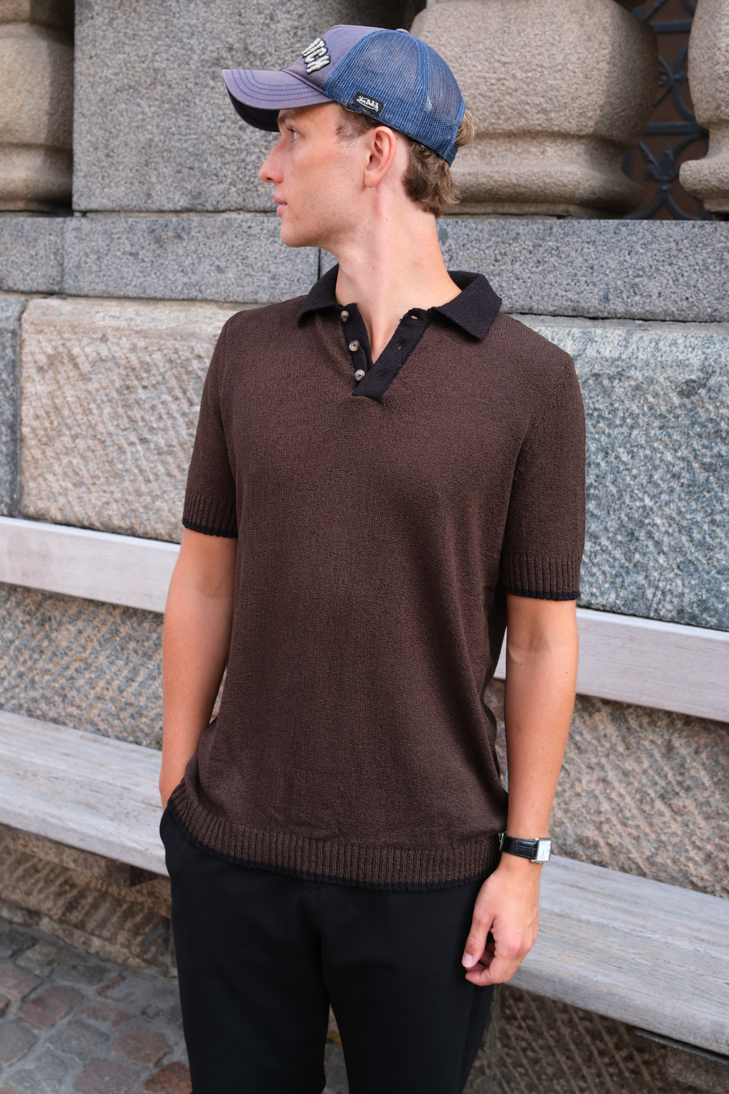 Knitted Polo - Brown