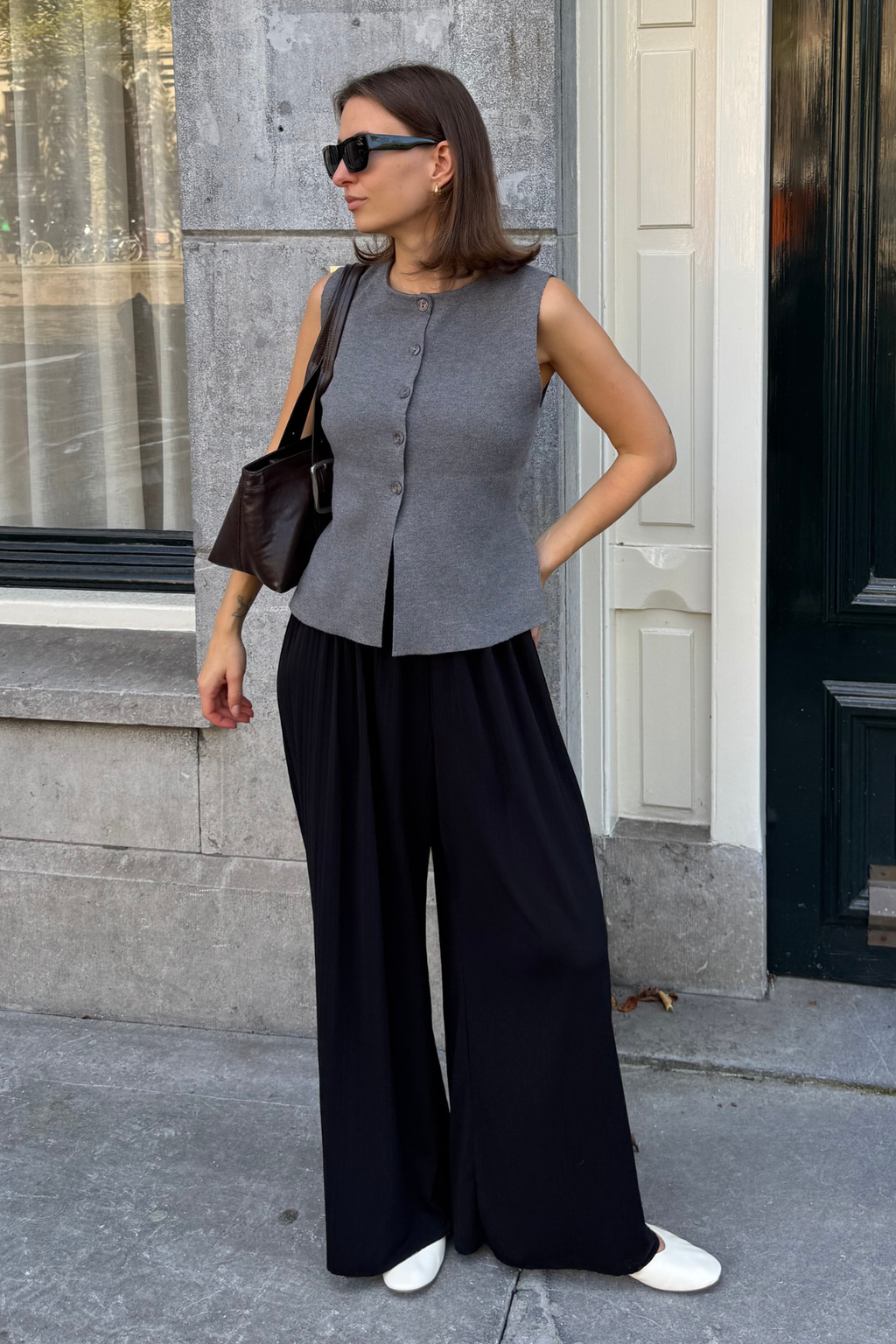 Reynard Knit Vest - Medium Grey Melange